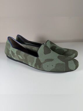 Rothy's Green Camouflage Knit Slip-On Flats